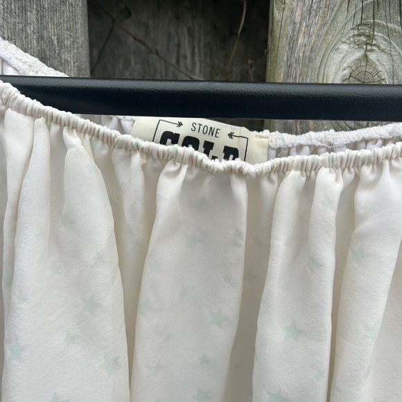 Stone Cold Fox 100% Silk Boho Off Shoulder Crop Top - Picture 4 of 13